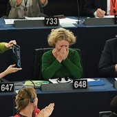 Judith Sargentini, autorka raportu o stanie praworządności na Węgrzech, tuż po głosowaniu w PE.