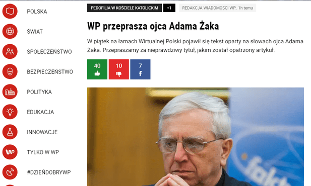 WP przeprasza o. Adama Żaka