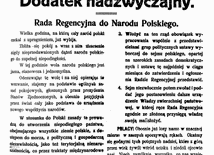 100 lat temu Rada Regencyjna ogłosiła odezwę "Do Narodu Polskiego"