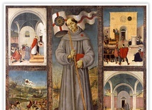 Giovanni di Bartolomeo d’Aquila "Sceny z życia św. Jana Kapistrana", tempera na desce 1480–1485 Muzeum Narodowe d’Abruzzo  L’Aquila