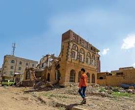 Sana, stolica Jemenu,  5 września 2018 r. Zniszczenia po ataku artyleryjskim koalicji pod wodzą Arabii Saudyjskiej.