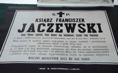 Nekrolog z 1914 roku informujący o śmierci biskupa