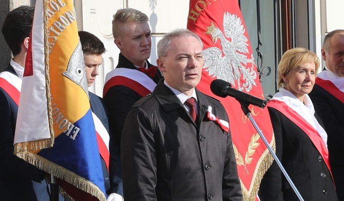 O polskiej dumie przypominał mieszkańcom Cieszyna burmistrz Ryszard Macura