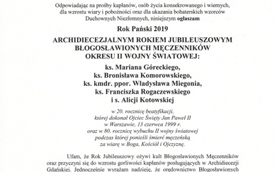 Patroni umocnienia Kościoła gdańskiego