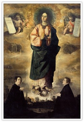 Francisco de Zurbarán "Niepokalane poczęcie", olej na płótnie, 1632 Narodowe Muzeum Sztuki Katalońskiej Barcelona
