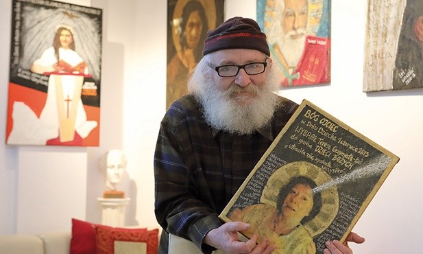 Wiesław Łoś  z portretem żony.