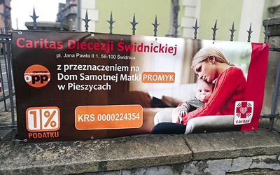▲	Baner z informacjami dotyczącymi inicjatywy wisi przy kościele pw. Krzyża Świętego w Świdnicy.