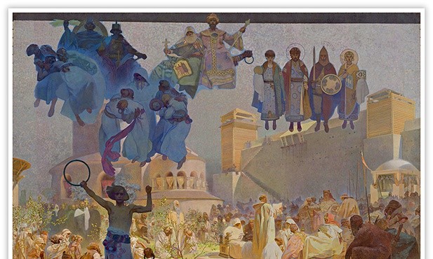 Alfons MuchaWprowadzenie liturgii słowiańskiejolej i tempera na płótnie, 1912Galeria Głównego Miasta, Praga