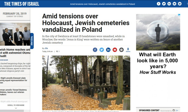 Izraelskie media podały fałszywą informację o rzekomej niedawnej dewastacji cmentarza żydowskiego w Świdnicy