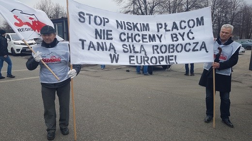 Protest pracowników fabryki Fiata w Tychach