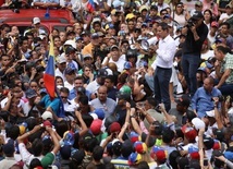 Juan Guaido podczas wiecu w Caracas, 9 marca