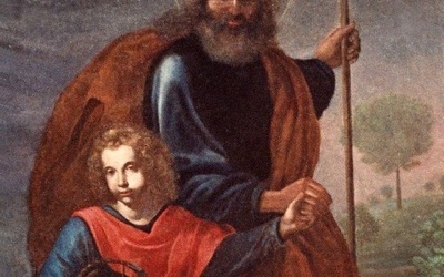 Obraz św. Józefa z młodym Jezusem w kościele sióstr bernardynek.