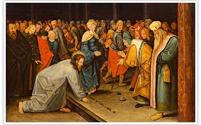 Pieter Brueghel Młodszy "Chrystus i cudzołożnica", olej na desce, ok. 1600 r. Muzeum Sztuki, Filadelfia