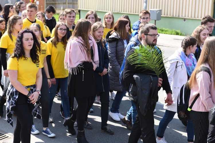 Tarnów. Niedziela Palmowa młodych. Procesja różańcowa