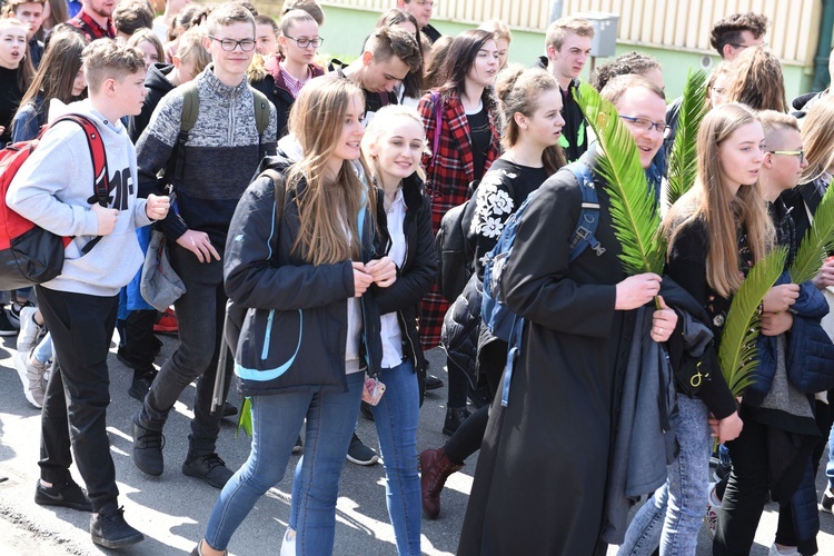 Tarnów. Niedziela Palmowa młodych. Procesja różańcowa