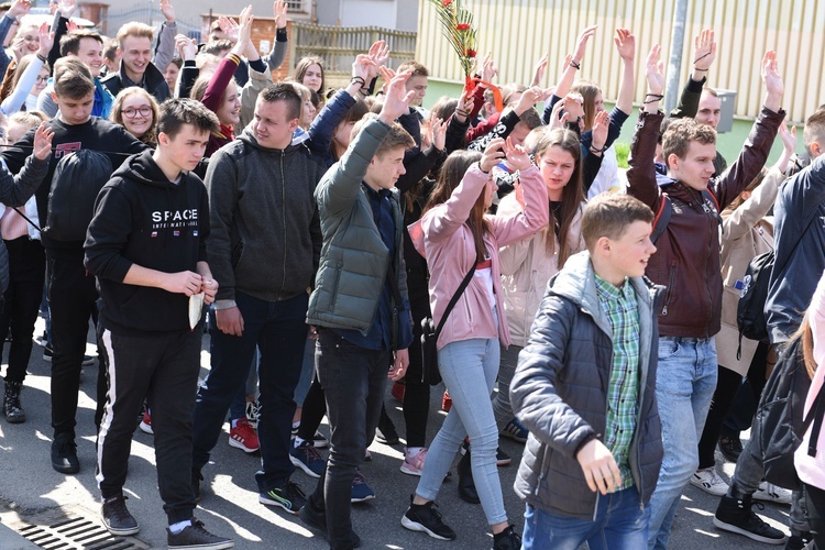 Tarnów. Niedziela Palmowa młodych. Procesja różańcowa