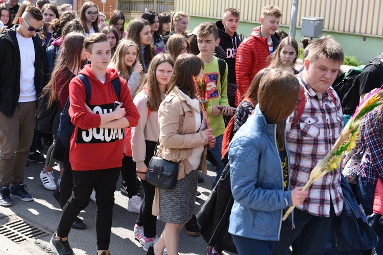 Tarnów. Niedziela Palmowa młodych. Procesja różańcowa