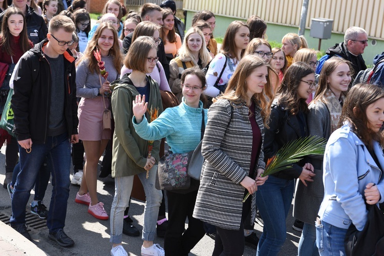 Tarnów. Niedziela Palmowa młodych. Procesja różańcowa