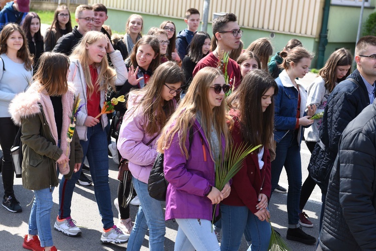 Tarnów. Niedziela Palmowa młodych. Procesja różańcowa