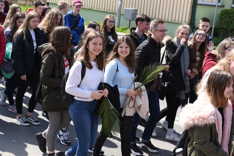 Tarnów. Niedziela Palmowa młodych. Procesja różańcowa