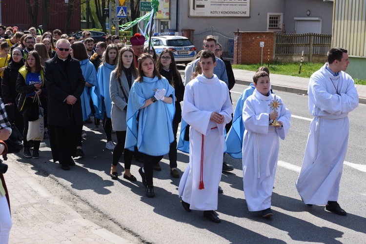 Tarnów. Niedziela Palmowa młodych. Procesja różańcowa