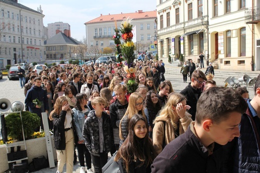 Niedziela Palmowa młodych w Bielsku-Białej 2019 - procesja do katedry