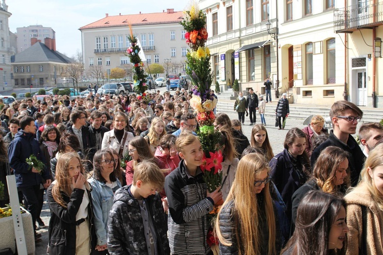 Niedziela Palmowa młodych w Bielsku-Białej 2019 - procesja do katedry