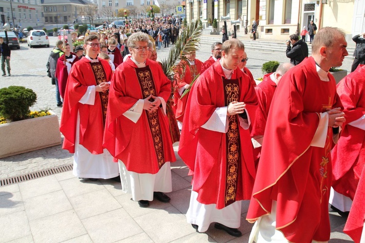 Niedziela Palmowa młodych w Bielsku-Białej 2019 - procesja do katedry