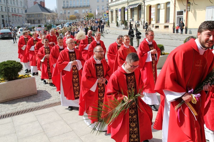 Niedziela Palmowa młodych w Bielsku-Białej 2019 - procesja do katedry