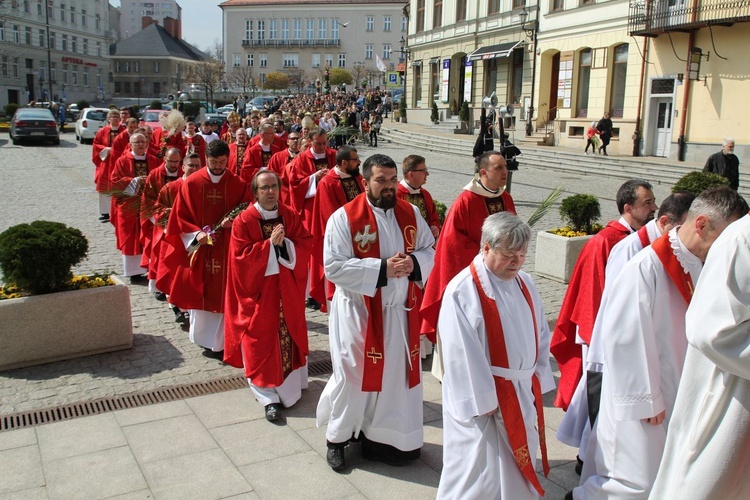 Niedziela Palmowa młodych w Bielsku-Białej 2019 - procesja do katedry