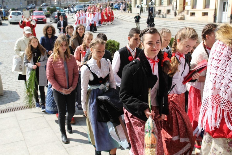 Niedziela Palmowa młodych w Bielsku-Białej 2019 - procesja do katedry