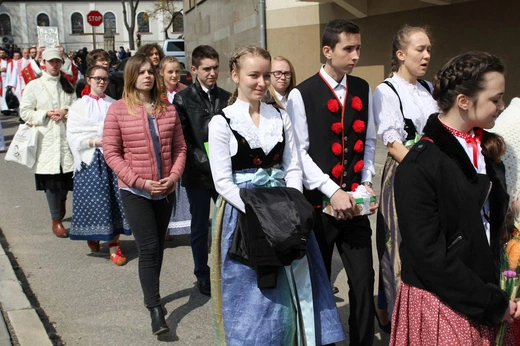 Niedziela Palmowa młodych w Bielsku-Białej 2019 - procesja do katedry