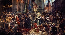 Jan Matejko, „Konstytucja 3 maja 1791 roku”. Autorzy książki stawiają kontrowersyjną tezę, że to konstytucja doprowadziła do upadku Polski.