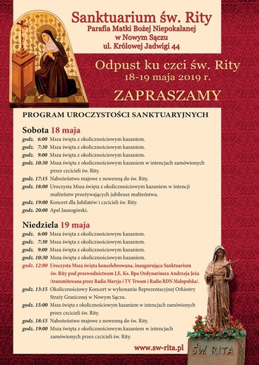 W Nowym Sączu będzie pierwsze w Polsce sanktuarium św. Rity