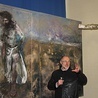 ▲	Artysta zarówno w kościele, jak i w muzeum opowiedział o swoich dziełach.
