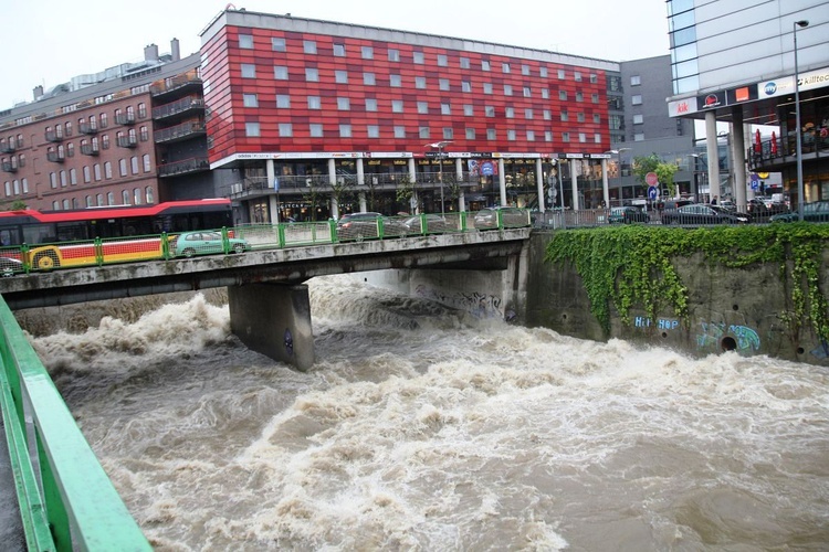 Alarm przeciwpowodziowy: Białka w centrum Bielska-Białej - 23 maja 2019 r.