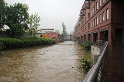 Alarm przeciwpowodziowy: Białka w centrum Bielska-Białej - 23 maja 2019 r.