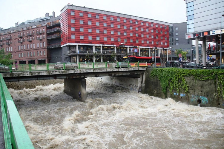 Alarm przeciwpowodziowy: Białka w centrum Bielska-Białej - 23 maja 2019 r.