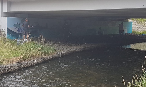 Rybnik: graffiti powstaje wzdłuż Nacyny na ul. Kotucza