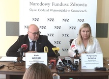 W konferencji udział wzięli p.o. dyrektor śląskiego oddziału NFZ Piotr Nowak i rzeczniczka NFZ Małgorzata Doros.