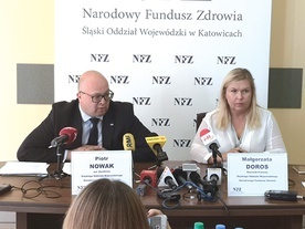 W konferencji udział wzięli p.o. dyrektor śląskiego oddziału NFZ Piotr Nowak i rzeczniczka NFZ Małgorzata Doros.