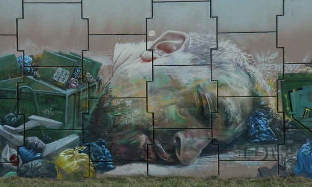 Jedna z prac na murze za Muzeum Wsi Lubelskiej.