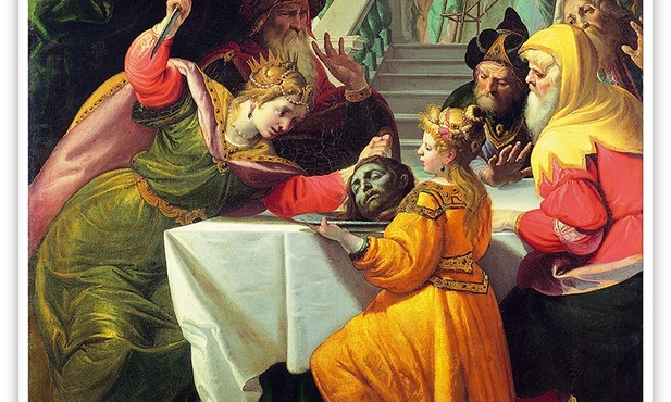 Giovanni Andrea Ansaldo "Salome przynosi Herodiadzie głowę św. Jana Chrzciciela", olej na płótnie, ok. 1630 r. Muzeum Strada Nuova, Genua