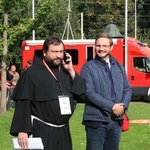 Ćwiczenia strażackie w klasztorze franciszkanów w Krakowie