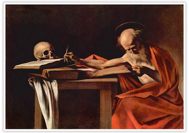 Michelangelo Merisi da Caravaggio "Św. Hieronim piszący", olej na płótnie, 1605–1606, Galeria Borghese, Rzym