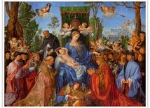Albrecht Dürer "Święto Różańcowe", olej na desce, 1506 r. Galeria Narodowa, Praga
