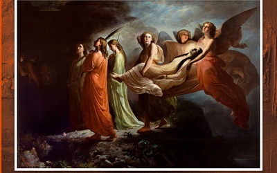 Miguel Navarro Cañizares
ŚW. KATARZYNA Z ALEKSANDRII NIESIONA PRZEZ ANIOŁY
 olej na płótnie, 1866
Muzeum Prado, Madryt