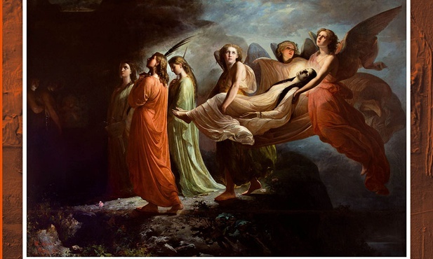 Miguel Navarro Cañizares
ŚW. KATARZYNA Z ALEKSANDRII NIESIONA PRZEZ ANIOŁY
 olej na płótnie, 1866
Muzeum Prado, Madryt