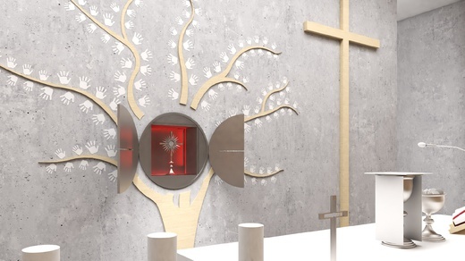 Projekt kaplicy w Oblackim Centrum Młodzieży w Kokotku