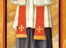 Obraz patrona w prezbiterium góreckiej świątyni.